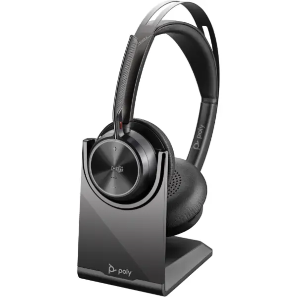 POLY Casti cu microfon HP Poly Voyager Focus 2, UC Stereo W, Stand incarcare USB-C/A, Negru