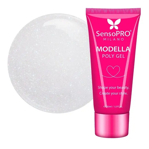 Polygel MODELLA SensoPRO Milano - Silver Glitz, 30ml