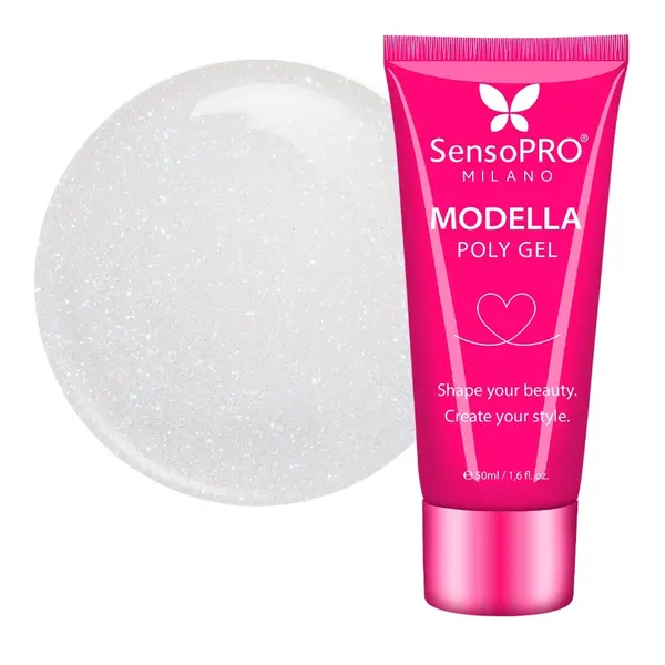 Polygel MODELLA SensoPRO Milano - Silver Glitz, 50ml