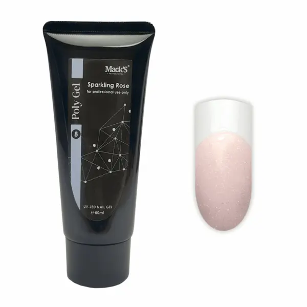 PolyGel Sparkling Rose Mack’s 60gr – Gel Acrilic Roz cu Sclipici | FSM România