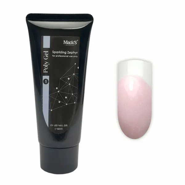 PolyGel Sparkling Zephyr Mack’s 60gr – Gel Acrilic Roz Lăptos cu Sclipici | FSM România