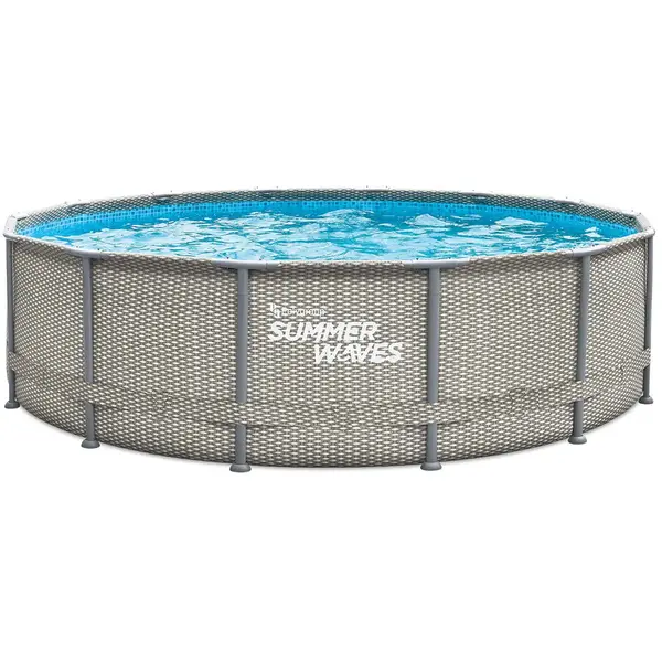 Polygroup Piscina cu cadru metalic Summer Waves®, 427 x 107 cm, cu scara, filtru si accesorii de curatare, Rattan