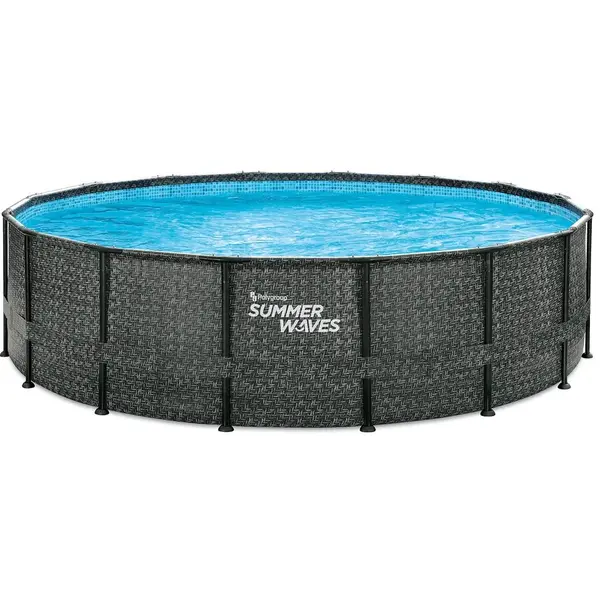 Polygroup Piscina cu cadru metalic Summer Waves®, 488 x 122 cm, cu scara, filtru si accesorii de curatare, Rattan