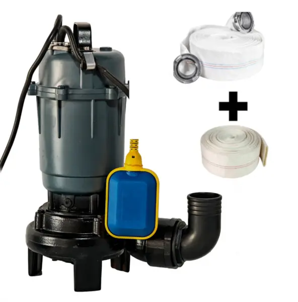 Pompa apa murdara DDT cu tocator exterior si flotor, 2600 W, 12 mc h, 12 m refulare + Furtun pompier 2 20 M +Furtunul de pompier 2 20 m, 8 bari, cu cuple