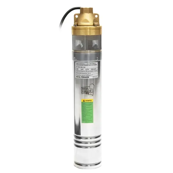 Pompa submersibila, 2 kW, debit maxim 3000 l/h, inaltime maxima de pompare 100m, 2 turbine, Micul Fermier