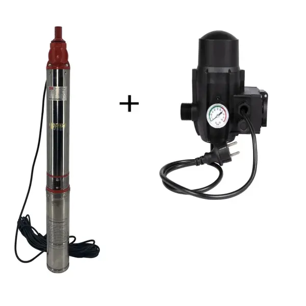 Pompa submersibila de mare adancime, DDT, QJD12-120-1.8, 1800 W, 8 m ³ h, 12 turbine, Inox + Presostat electronic automat, DDT, LS-4