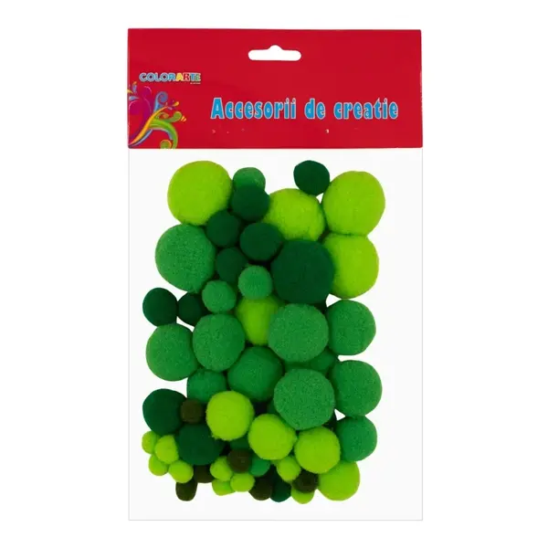 Pompoane cu diametru 10-30 mm,verde ,70 bucati set