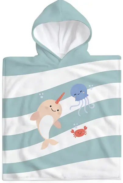 Poncho de baie Miniland - Cu dungi, 65 x 65 cm