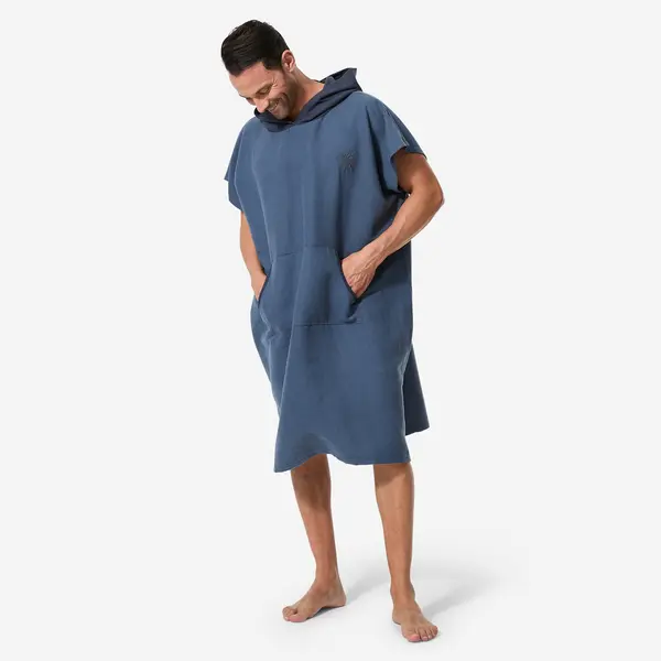 Poncho microfibră surf 150 Albastru Adulți