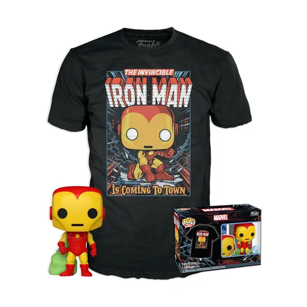 Pop! Marvel Holiday Iron Man Glows In The Dark & T Shirt M