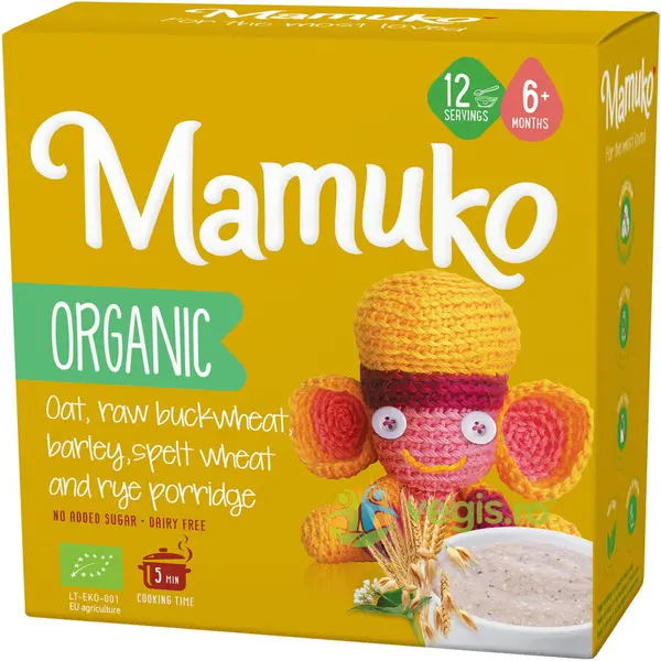Porridge din 5 Cereale (Ovaz, Hrisca, Orz, Spelta si Secara 6+ Luni Ecologic/Bio 200g