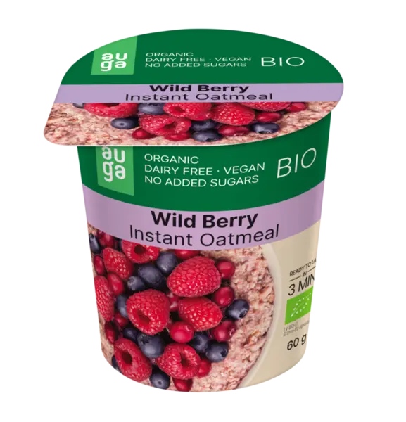 Porridge din ovaz integral cu fructe de padure Bio, 60g, Auga