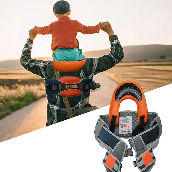 Port-bebe ergonomic HAWIRE SaddleBaby, Culoare portocaliu, Pentru copii 2.5 ani pana la 22kg, Design ergonomic, Centuri de siguranta, Pentru plimbari