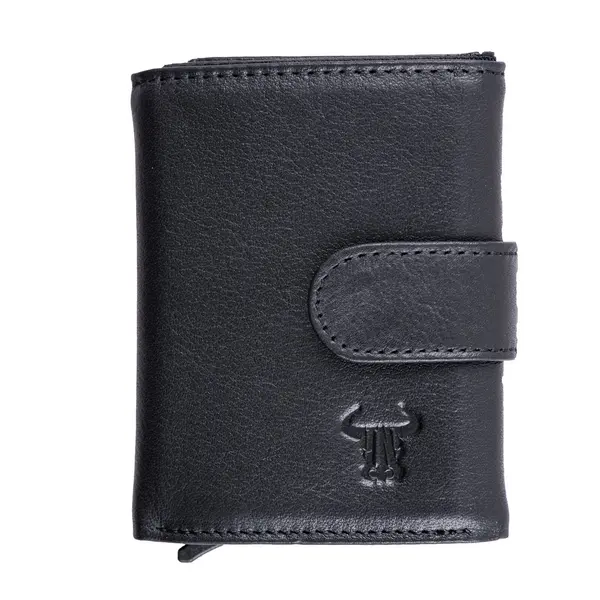 Port-card barbati din piele naturala negru Master Slide Pro,protectie RFID