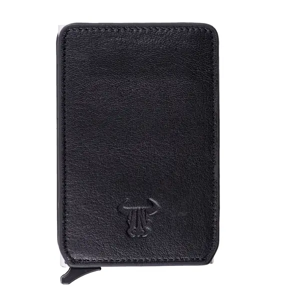 Port-card barbati din piele naturala negru Master Slide,protectie RFID