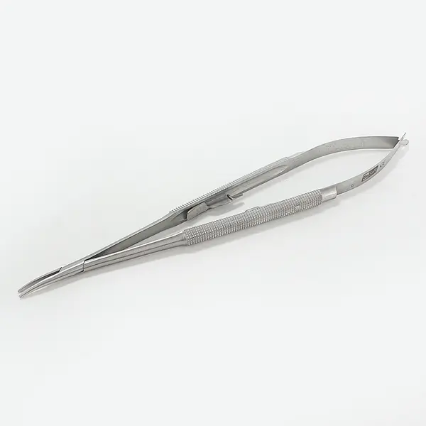 Portac Castroviejo, fara striatii pentru acele de sutura, curb 18 cm BSF2779A