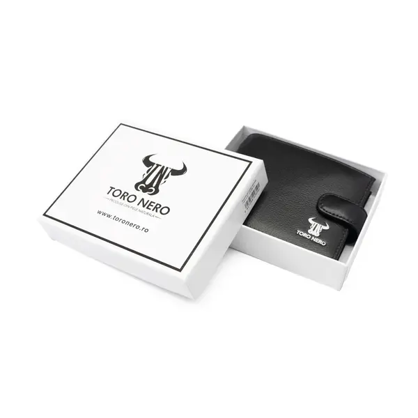 Portofel barbati din piele naturala negru-rosu Casual Code,protectie Rfid