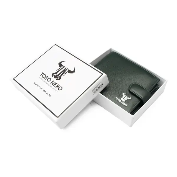 Portofel barbati din piele naturala verde Casual Code,protectie Rfid