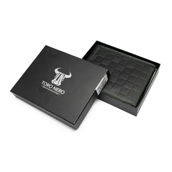 Portofel barbati din piele naturala verde Square