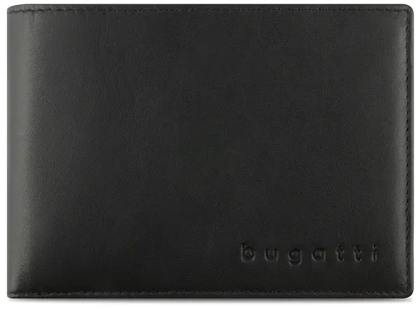 Portofel din piele pentru bărbați Bugatti Super Slim - Cu clapă, negru
