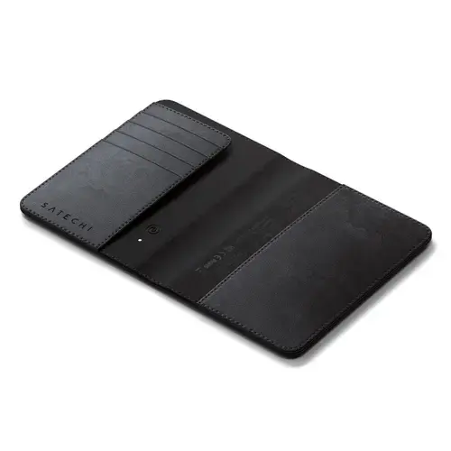 Portofel din piele vegana Satechi ST-VPCK, Husa de pasaport, Find My Tracker (Negru)