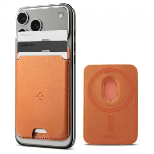 Portofel MagSafe, Spigen AFA11339, Valentinus MagFit , Portocaliu