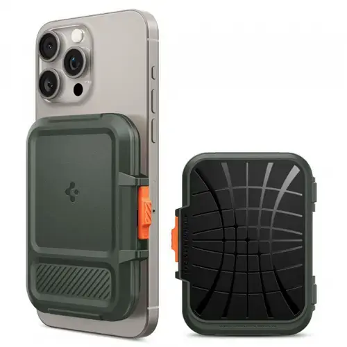 Portofel Magsafe, Spigen, Lock Fit, Verde