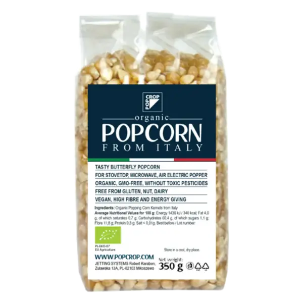 Porumb galben bio popcorn, 350g, Popcrop