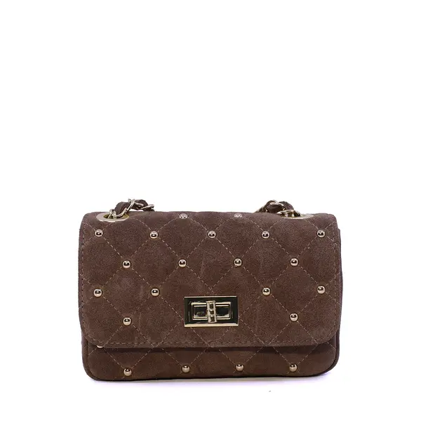 Poșetă crossbody femei Luca di Gioia taupe din piele întoarsă 144POSP3672VTA