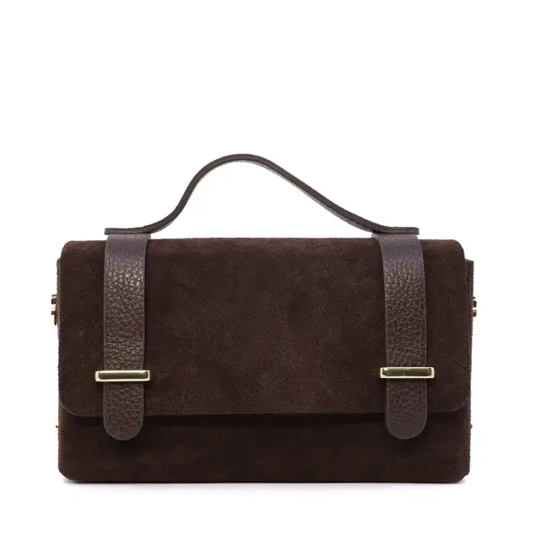 Poșetă mini crossbody femei Luca di Gioia maro închis din piele întoarsă 144POSP3644TDM