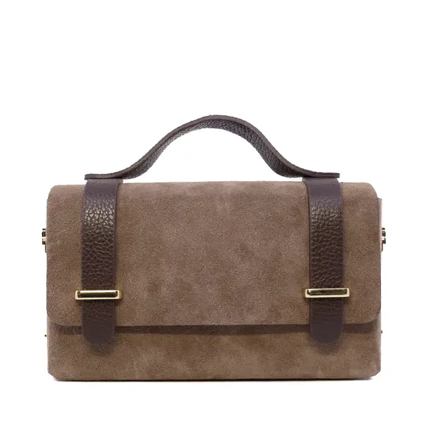 Poșetă mini crossbody femei Luca di Gioia taupe din piele întoarsă 144POSP3644VTA