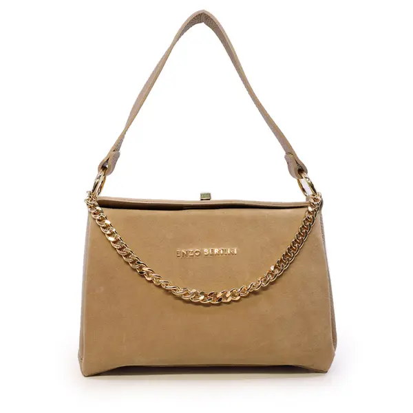 Poșetă satchel femei Enzo Bertini bej din piele naturală 154posp3401vbe