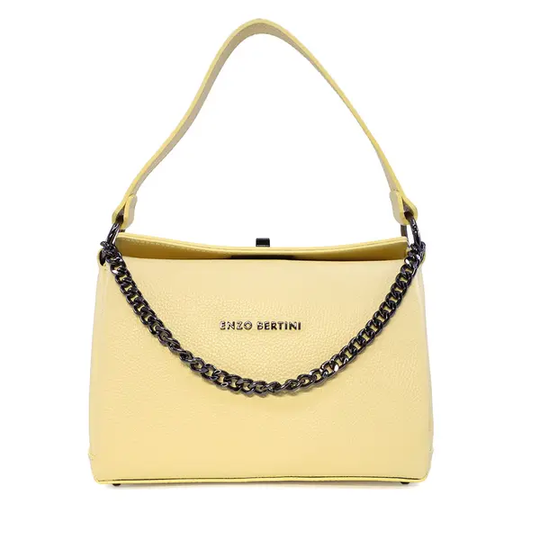 Poșetă satchel femei Enzo Bertini galbenă din piele naturală 154POSP3317G