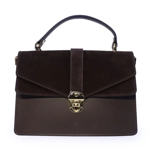 Poșetă satchel femei Enzo Bertini maro închis din piele 154POSP3701VTDM