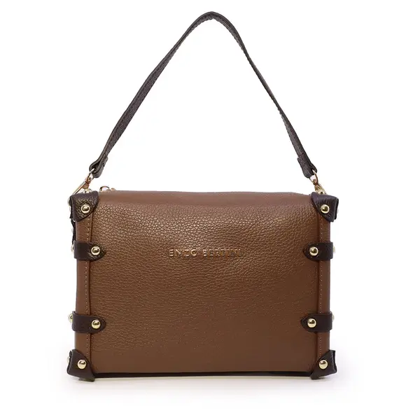 Poșetă satchel femei Enzo Bertini maro închis din piele naturală 154POSP3582TDMTA