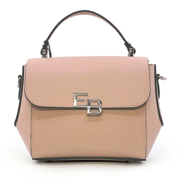 Poșetă satchel femei Enzo Bertini nude din piele naturală cu logo 154POSP3371NU