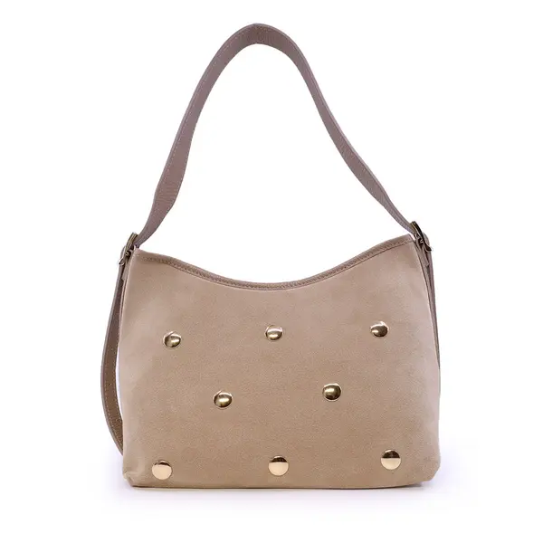 Poșetă satchel femei Luca di Gioia bej din piele întoarsă 245POSP25908VBE