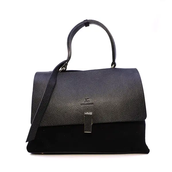 Poșetă satchel femei Luca di Gioia neagră din piele 245POSP25912N