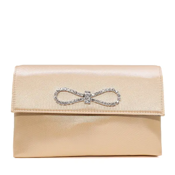 Poșetă tip plic femei Benvenuti nude din satin 290PLS40805NU