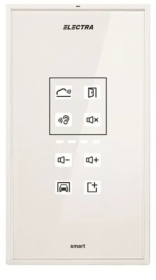 Post de interior Electra Touch Line ATM.0S083.ELWTL, ecran de sticla securizata chimic, tastatura touch iluminata, carcasa ABS, alb