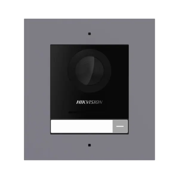 Post exterior videointerfon IP Hikvision DS-KD8003-IME1(B)/Flush, camera 2MP, IR suplimentar, montaj ingropat, 1 buton, PoE, card Mifare, IP65