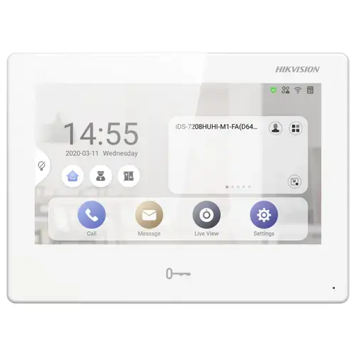 Post interior videointerfon Hikvision DS-KH9310-WTE1 (B), Android, WIFI, management pentru toate sistemele Hikvision conectate prin Hik Connect, apelare video si deschidere usa din aplicatia mobila, ecran TFT 7 inch color, rezolutie 1024 × 600
