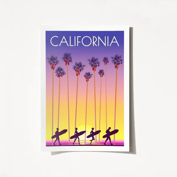 Poster A4 California Multicolor 21x29.7 cm