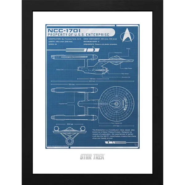 Poster cu Rama Star Trek - USS Enterprise's Plan (30x40)