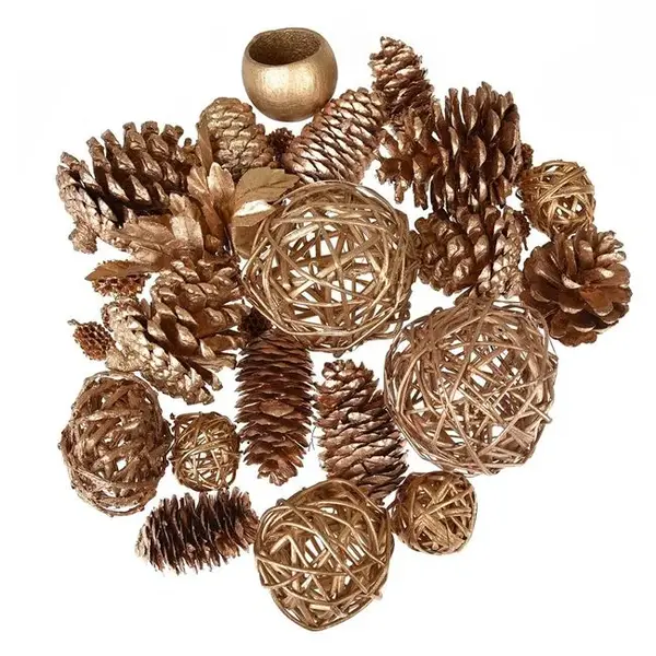 Potpourri sfera si con decorativ pentru Craciun,auriu