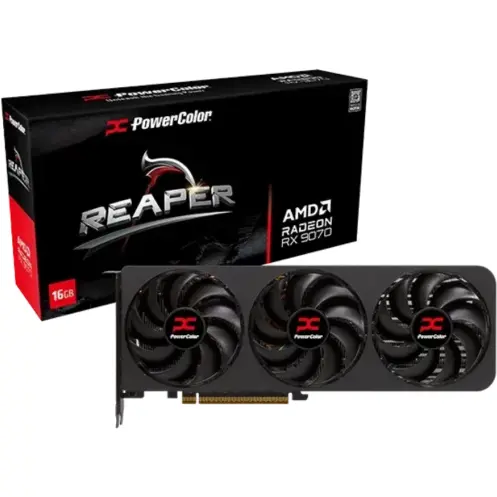 POWERCOLOR Placa video PowerColor Reaper, AMD Radeon RX 9070 Reaper 16 GB, GDDR6, 256 bit, HDMI, Display Port