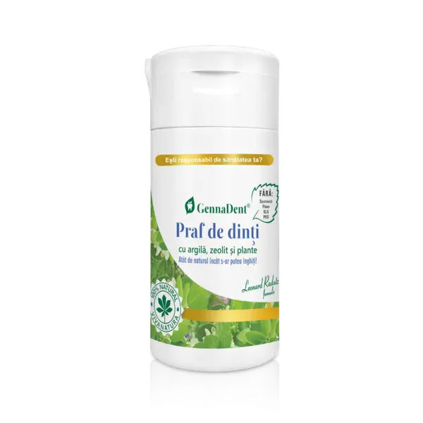 Praf de dinti cu argila, zerolit si plante GennaDent, 75g, VivaNatura