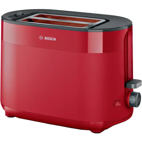 Prajitor de paine Bosch MyMoment TAT2M124, 950 W, 2 felii, Functie incalzire, reincalzire, dezghetare, Suport chifle, High Lift, Rosu