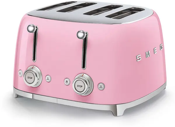 Prăjitor de pâine dublu Smeg - TSF03PKEU, 2000W, 6 viteze, roz