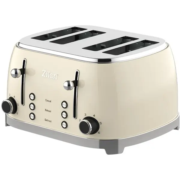Prajitor de Paine, Indicator Luminos, Retro, Putere 1500W, 6 Trepte Prajire, Crem